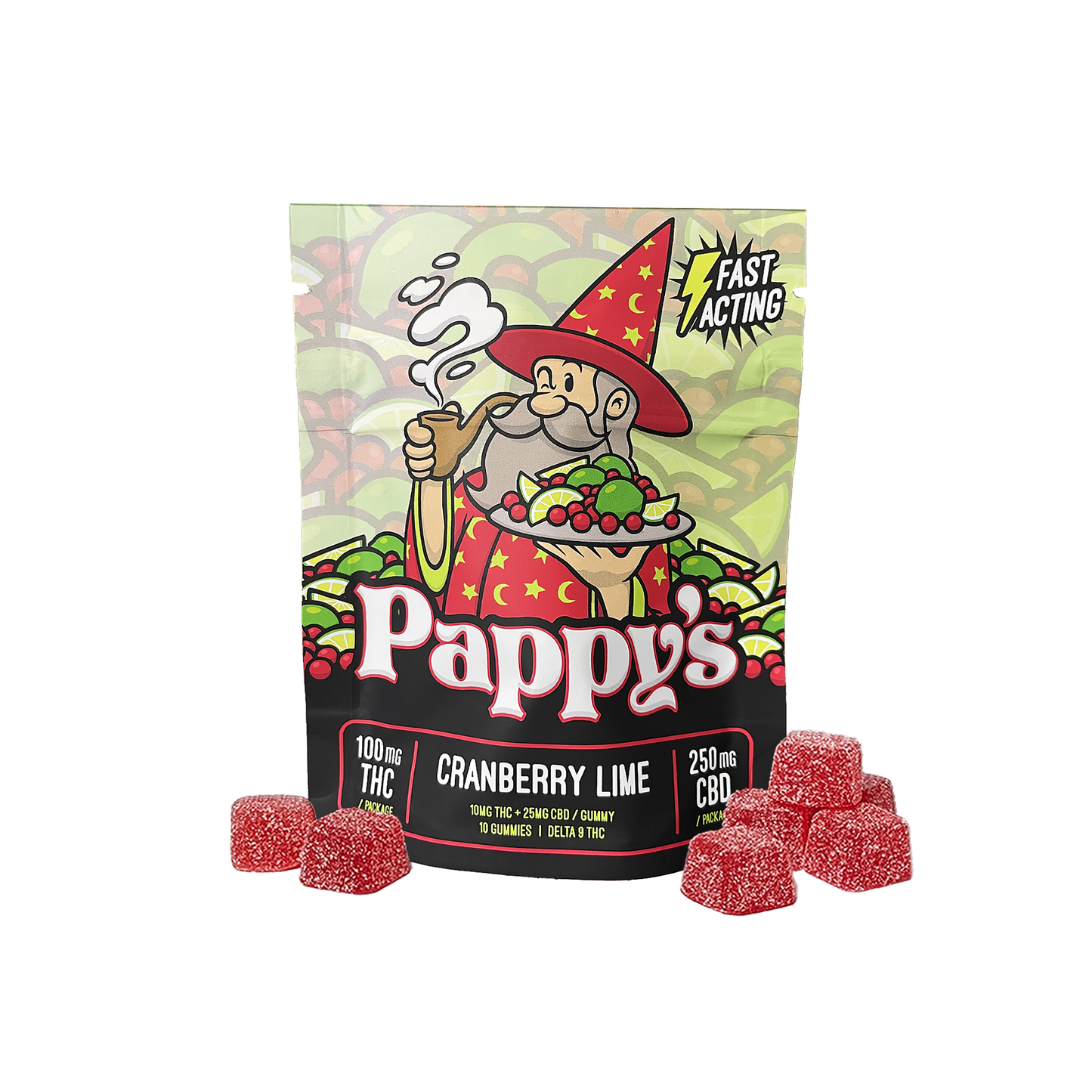 Cranberry Lime Gummies 100mg THC + 250mg CBD